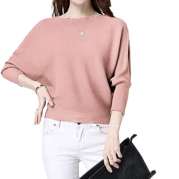 Dolman Sleeve Knit Sweater Pink - Picture 1 of 2